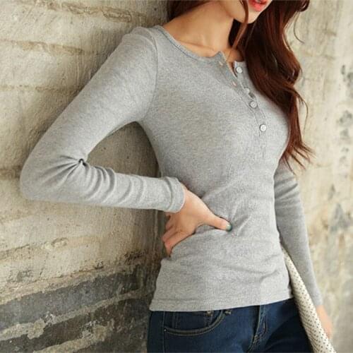 Women Slim T-shirt 2020 Spring Plus Size Long Sleeve Basic Tee Shirt Korean Style T Shirt Women Clothes Bottoming Tops