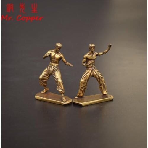 Chinese Kung Fu Legendary Superstar Antique Copper Character Statue Desktop Ornaments Martial Arts Star Hero Figurines Sculpture