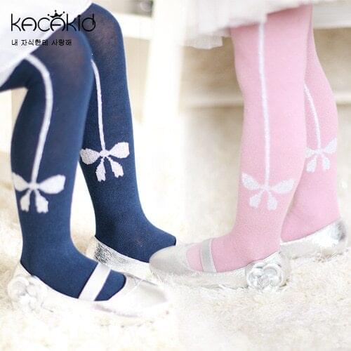 KACAKID Children Girl Pantyhose Cute Bow Floral Baby Children Pantyhose Tights Cotton Anti-slip Kid Children Girls Tights ka1171