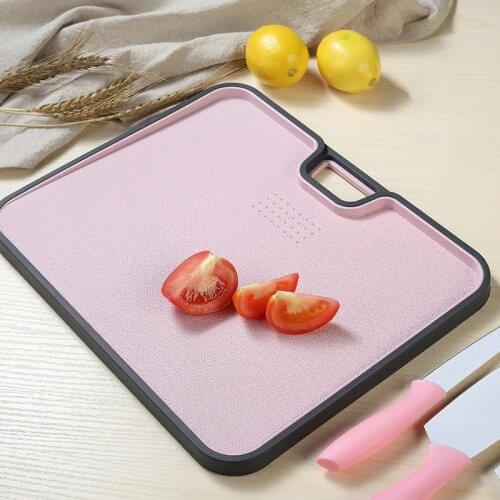 Creative Non-Slip Hangable Wheat Straw Chopping Boards Rectangle Cutting Blocks with Grinding Garlic Tools Kitchen Gadgets