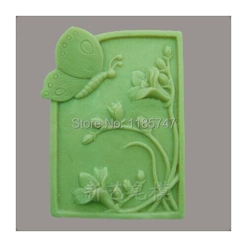 Hot !! New arrival butterfly on flower shaped soap mold silicone mold for soap