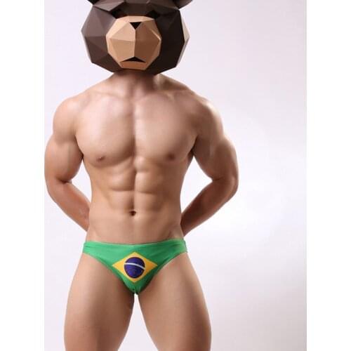 National flag print low waist swimwear 2021 men swimming pool party shorts men swimsuits swim trunk briefs bikini bathing suits