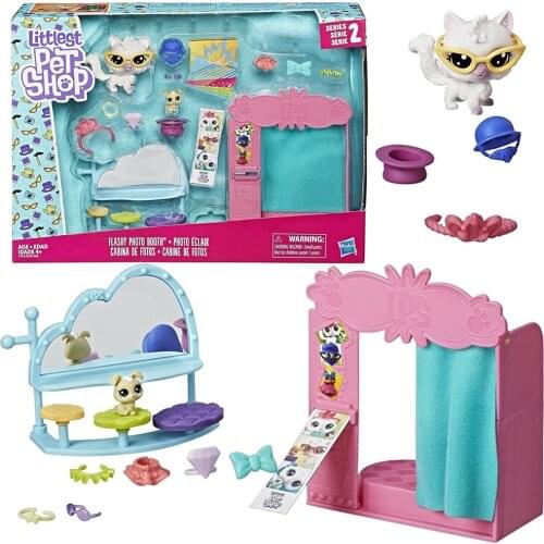 Littlest Pet Shop Cat Miniş Mini Play Set Photo Time Amusement Park house cute foam assembled bedroom accessories for toys