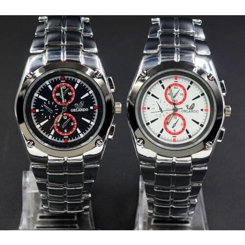 Fashion Wrist Watch Mens 3 dials style Round metal Alloy band quartz Watches 6878
