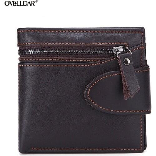 Fashion Leather Mens Wallet Top Layer Cowhide Mens Wallet Multifunctional Short Mens Wallet Coin Pocket Money Bag