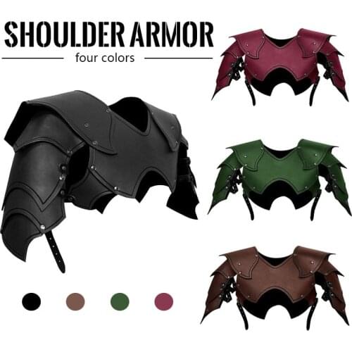 Men Medieval Costume Armors Cosplay Accessory Gothic Knight Warrior PU Leather Harness Rome Fencer Gladiator Shoulder Pauldrons