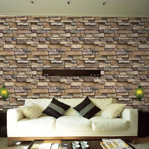 New 3D Stone Brick Wallpaper Removable PVC Wall Sticker Home Decor Art Wall Paper For Bedroom Living Room Background Decoration