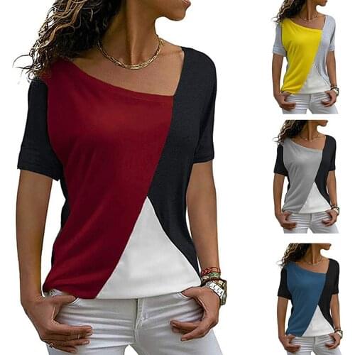 New Coming Thin Summer Casual Women T Shirts Short Sleeve Fashion Patchwork Slim Irregular Women Clothes Long Summer Shirt Tops