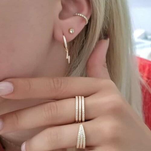 New Fashion Lightning Crystal Rhinestone Gold drop Earrings Womens Pendant Charm Party Clothing Accessories Valentines Day Gift