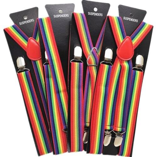 Rainbow Striped Suspenders Women Men High Elastic Adjustable Suspender Belt Boys Girls Adult Braces Clothes Accessories wedding