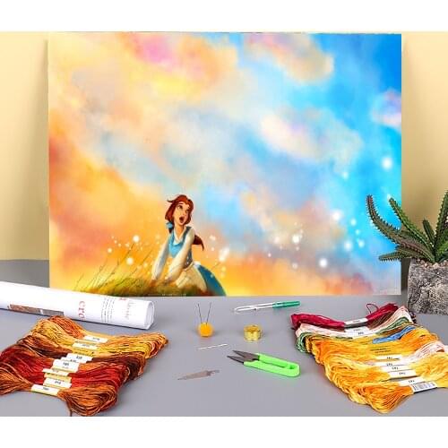 Portrait This Provincial Life Printed Water-Soluble Canvas 11CT Cross Stitch DIY Embroidery Kit DMC Threads Hobby Gift