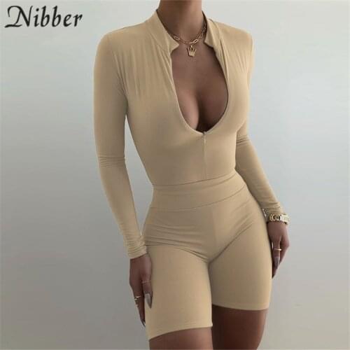 Nibber Casual Fitness Long sleeve 2 Two Piece Set Women Elasticity Low Cut Top And Skinny Pants Summer Fashion Street Sportswear
