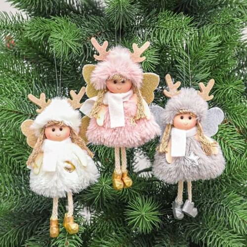 Christmas Plush Angel Girl Boy Dolls Xmas Tree Ornament Natal Noel Deco Christmas Decorations for Home New Year 2022 Kids Gifts
