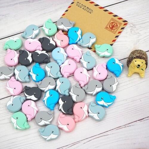Chenkai 50PCS Baby Silicone Whale Beads Teether Cartoon Fidget Toys Nursing Babies accessories newborn health Pacifier