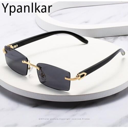 2021 Rimless Sunglasses Rectangle Fashion Popular Women Men Shades Small Square Sun Glasses For Female Summer Traveling