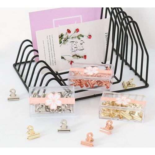 TUTU 12pcs/box New 22mm Multicolor Round Metal Clamp Paper Clips rose gold binder clip Student School Office Supplies