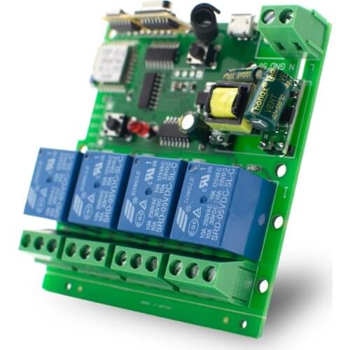 EWeLink APP Smart Switch 5V 32V 250V 4CH Remote Control Wireless RF+WiFi Switch DIY Module 10A Relay for Light Switch