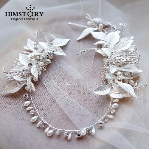 Gorgenous Bridal Hair Combs Retro European Silver Leaf Wedding Tiaras Handmade Bridal Hair Vine PArty Prom Hair Jewelry
