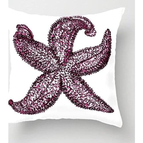 Vintage Graphic Blue Starfish Throw Cushion Wedding Decorative Cushion Cover Pillow Case Customize Gift For Sofa Seat Pillowcase