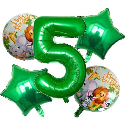 Animal Foil Number Balloon Digital 1 2 3 4 5 6 Years Old Boys Girls Happy Birthday Balloon For Baby Shower Kids Birthday Decorat