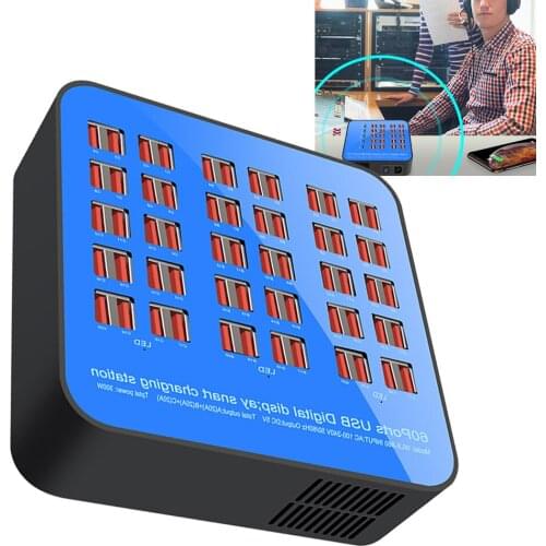 60 Port USB Charger Station 300W 60A Multiple USB Quick Charging Stand Desktop for iPhone Samsung Mobile Phone Tablet PC Speaker