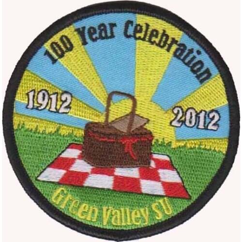 100 Year Celebration Embroidery Badge Make by Twill with Merrow Border and PVC Backing Welcome Customized MOQ50pcs free shipping