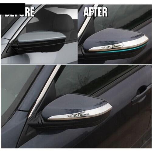 FIT FOR 2016 Honda CIVIC 2PCS REAR VIEW SIDE DOOR MIRROR CHROME STRIP COVER TRIM BEZEL PROTECTOR MOLDING GARNISH OVERLAY