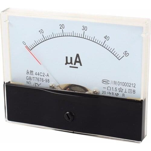 44c2 DC0-50uA Fine Tuning Dial Square Type Analog Current Panel Amperemeter 100*80mm