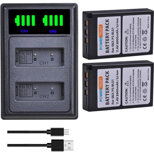 BLS-1 PS-BLS1 Battery and Charger for Olympus E-420, E-450, E-600, E-620, Pen E-P1, E-P2, E-P3, E-PL1, E-PL3 Digital SLR Cameras