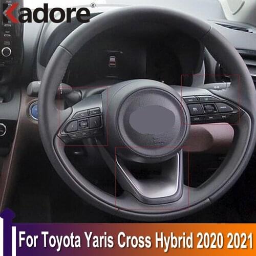 For Toyota Yaris Cross hybrid 2020 2021 Matte Car Steering Wheel Trim Cover Sticker Interior Accessories Car-Styling Decorative