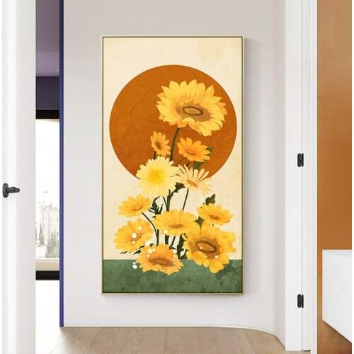 EECAMAIL sunflower porch decorative painting aisle restaurant diamond art painting round diamond embroidery cross stitch noframe