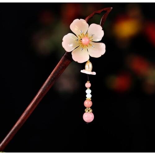 Elegant Flower Hollow Wood Hairpin Sandalwool Hair Stick Hair Ornaments For Women Bun Holder Bridal Jewelry Headwear Headpiece