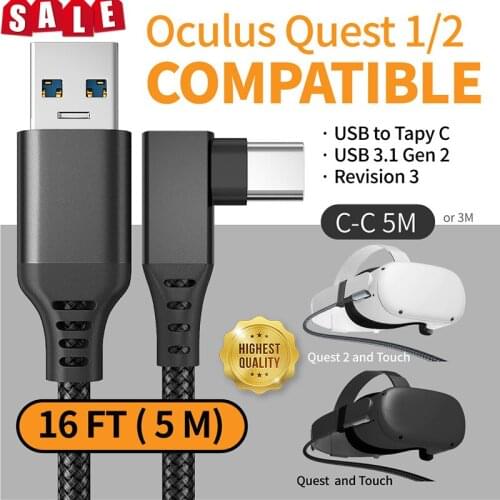 For Oculus Quest 2 Link Cable USB 3.0 For Oculus Link Cable Type C Data Transfer Quick Charge 6M 5M Steam VR Accessories