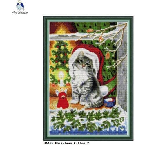 Christmas kitten Canvas Paintings 11CT 14CT Embroidery Needlework Cross stitch kits DIY Handmade Crafts Factory Wholesale
