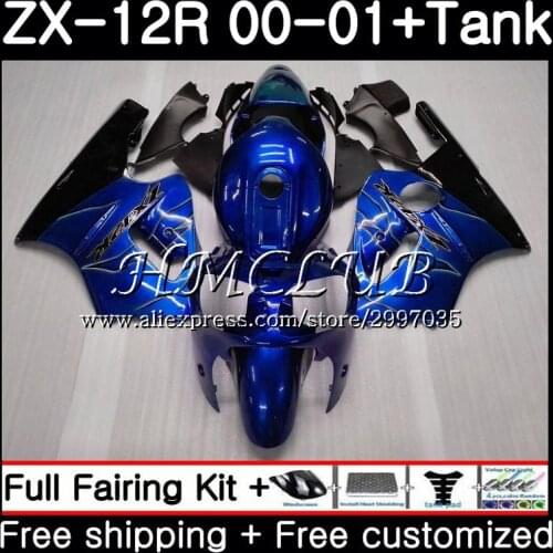 Body+Tank For KAWASAKI NINJA Blue flames ZX1200 C ZX 12R 2000 2001 2002 67HC.5 ZX 12 R 1200CC ZX12R 00 ZX-12R 00 01 02 Fairing