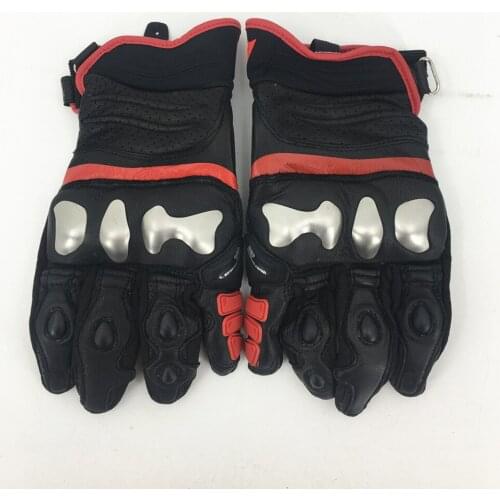 Leather Dain X-Strike Motorcycle Gloves Full Metal Racing Gloves Short Motorcycle Cowhide Gloves