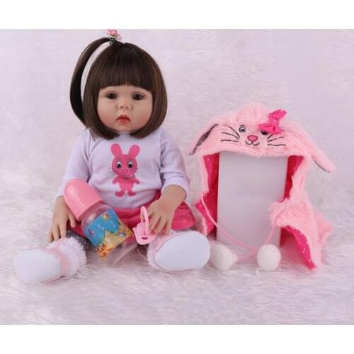 Body vinyl silicone bebe reborn doll toy bebe dolls Lifelike New Born Simulation Baby with pink soft plush clothes for children