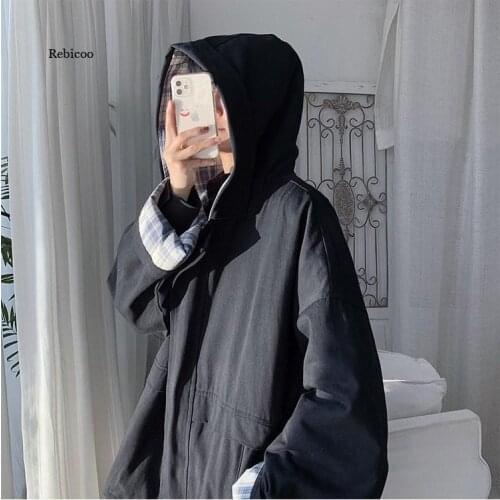 Jackets Women Retro Loose Zipper Hooded Spring College Harajuku Trendy All-match Cozy Minimalist Classic Leisure Unisex Outwear