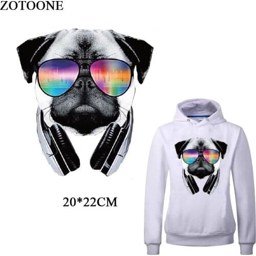 ZOTOONE Fashion Music Dog Patch Iron on Transfers For Clothing DIY T-shirt Applique Heat Transfer Cute Stickers Decoration E