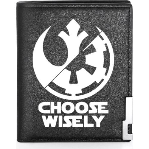 Fashion Galactic Empire Choose Wisely Leather Men Wallet Classic Credit Card Holder Short Purse