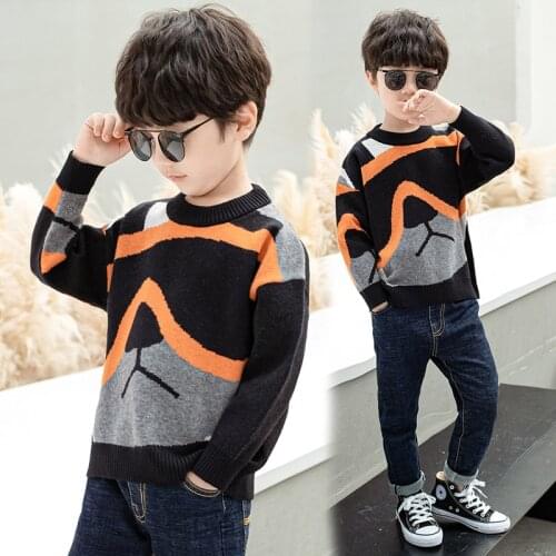 Fashionable Boys Sweater Childrens Sweaters For Teenager Student O-Neck Pullover Knitted Sweaters Boys Clothes 4 5 6 7 8 9-12T