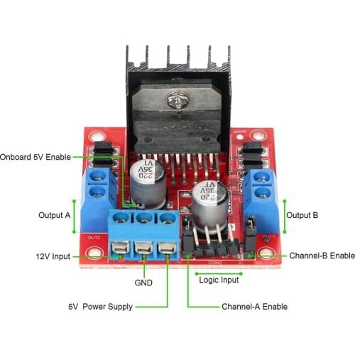 5pcs L298N Dual H Bridge DC Stepper Motor Drive Controller Board Module