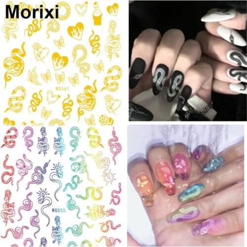 Morixi gilding nail art sticker gold blue rainbow foils dragon snakes DIY manicure decoration ultra thin nail decals WG068