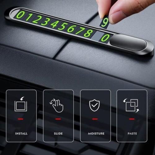 Temporary Car Parking Card Car Sticker Metal Alloy Texture Car Phone License Plate Automobile Parking Card