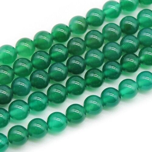 Natural Green Agat Stone Beads 4/6/8/10/12mm Round Ball Loose Beads for Jewelry Making DIY Bracelets Necklace Accessories