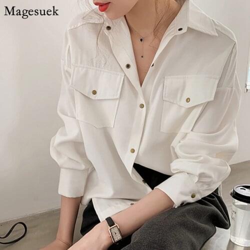 New Solid White Blouse Shirts Women Long Sleeve Plus Size Office Lady Shirt Turn-down Collar Female Blouses Tops Blusas 12889