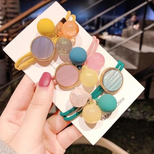 New Fashion Hair Ties Super Cute Transparent Candy Colorful Balls Hair Circles Korean Girls Women Hair Ropes Scrunchies Headwear