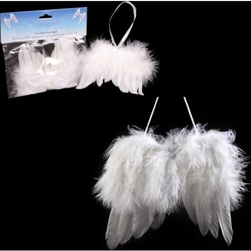 New White Angel Feather Wing Decoration Christmas Tree Party Hanging DIY Ornaments