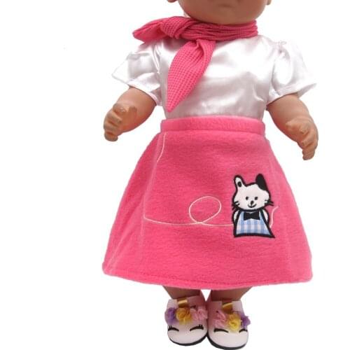 Clothes for doll fit 43cm baby toy new born doll and 45cm American doll sports suit Pink, rose red, green Girls gift