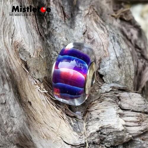 Mistletoe 925 Sterling Silver Murano Glass Dragon scale Skin Wave Charm Bead Jewelery